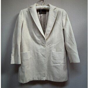 Vintage Martin's Womens Large Blazer Coat Jacket Pure Cashmere 3/4 Sleeve Beige